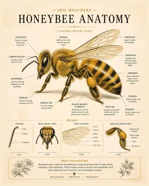 Honeybee Anatomy - Honeybee Art Print