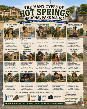 Hot Springs - Types of National Park Visitors Souvenir Art Print