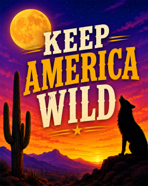 Howling Coyote - Keep America Wild Art Print - Americana Nature Artwork
