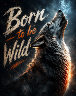 Howling Wolf on Cold Night - Born to Be Wild - Wildlife Art Print