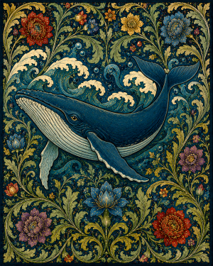 Humpback Whale - 19th Century Arts and Crafts Style Art Print