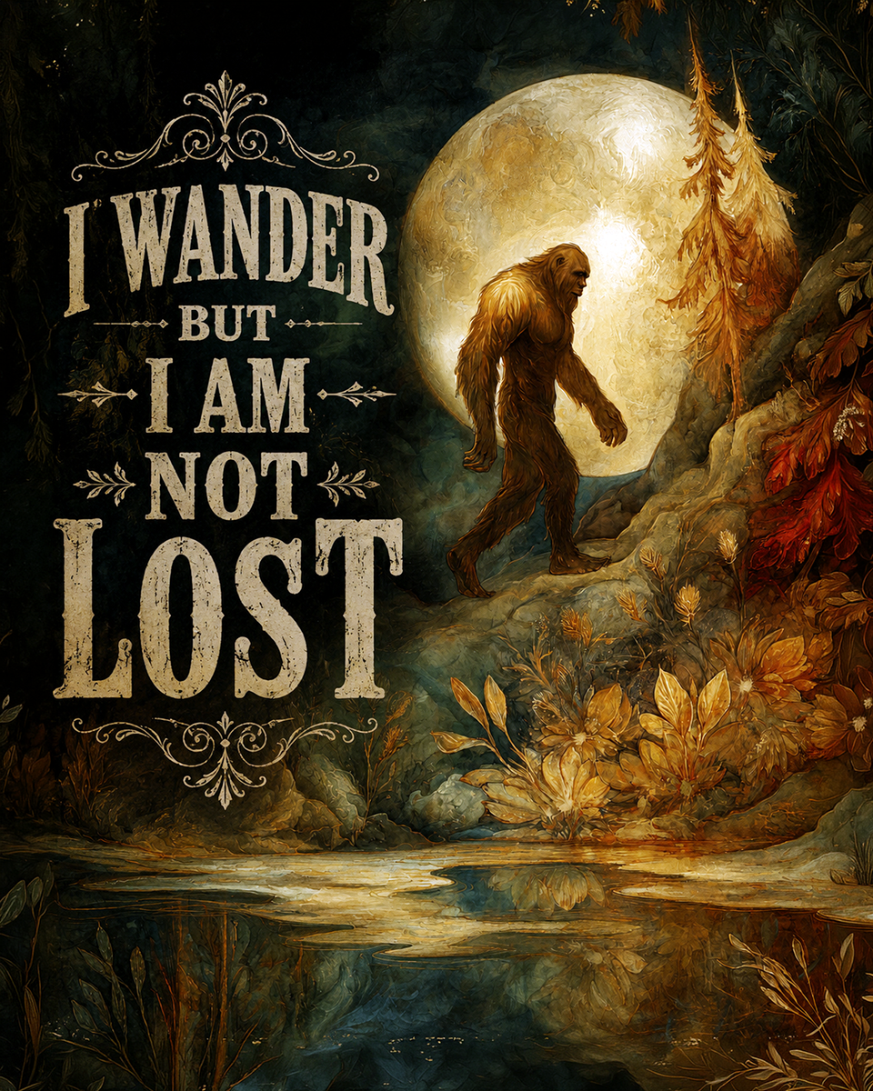 I Wander But I Am Not Lost - Bigfoot Wall Art