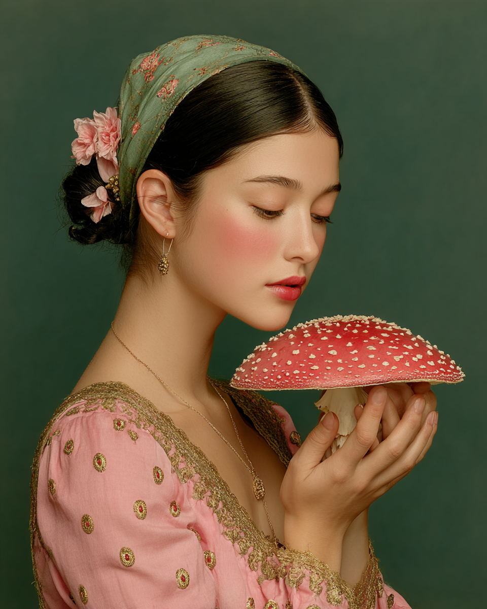 Inspecting an Amanita - Mushroom Decor