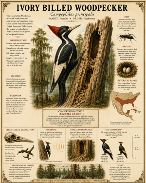 Ivory Billed Woodpecker - Vintage Wildlife Art - Antique Nature Illustration