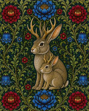 Jackalopes - Art Nouveau Cryptid Artwork
