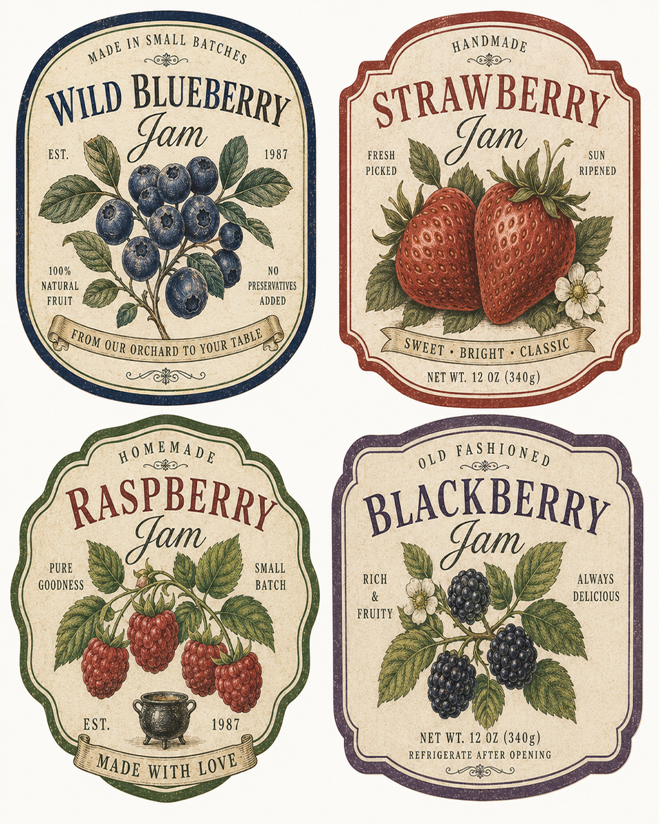 Jam Labels - Cottagecore Home Decor