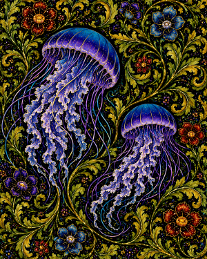 Jellyfish - 19th Century Arts and Crafts Style Art Print