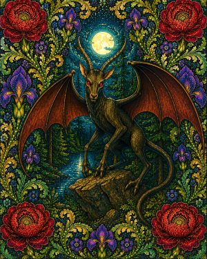 Jersey Devil - Art Nouveau Cryptid Artwork