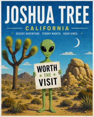 Joshua Tree California - Minimalist Style Alien Worth The Trip Art Print