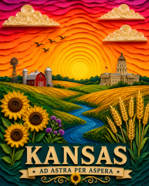 Kansas Souvenir Art Print - Name Drop Destination Travel Poster