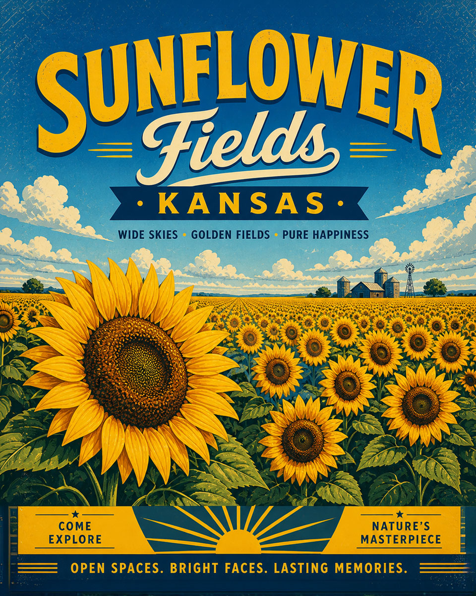 Kansas Sunflower Fields  - Agri-Tourism Art Print