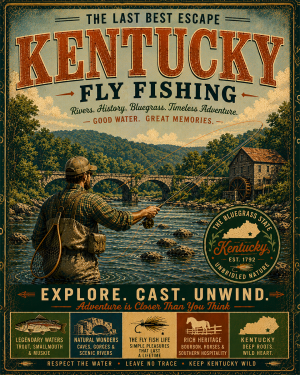 Kentucky - Fly Fishing Vintage Retro Poster Art Print