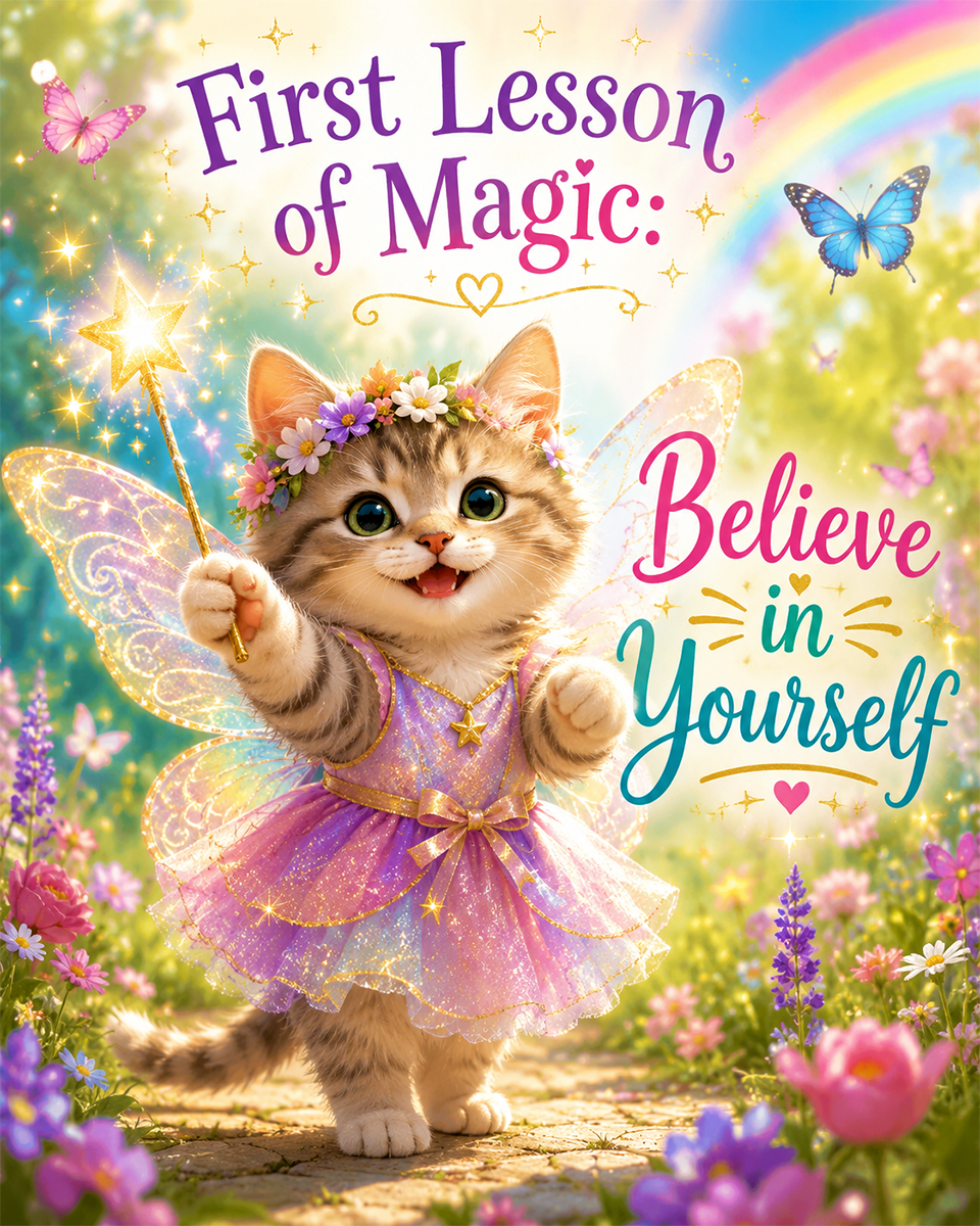 Kitten Fairy - Believe in Yourself - Animal Fairies - Children's Fantasy Artwork