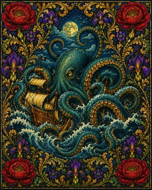 Kraken - Art Nouveau Cryptid Artwork