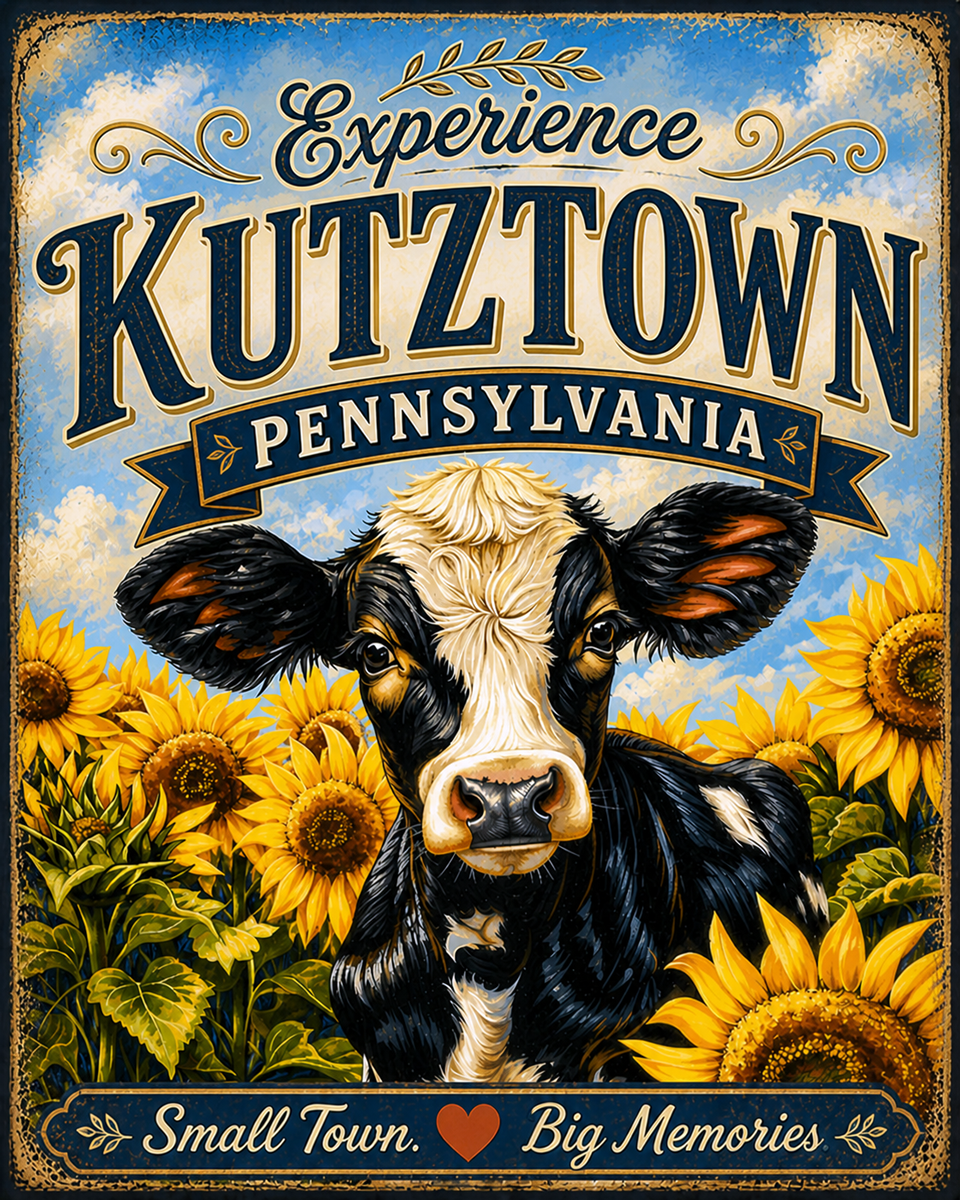 Kutztown Pennsylvania - Sunflowers Cow Agri-Tourism Art Print
