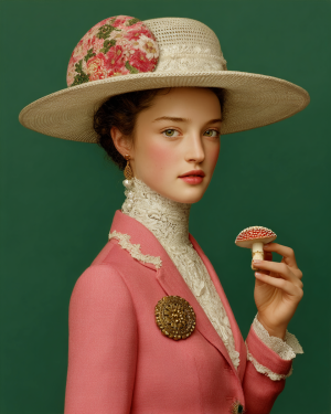 Lady with Amanita - Mushroom Decor