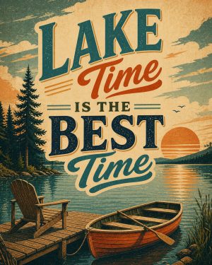 Lake Time - Vintage -  Lake Life Art Print