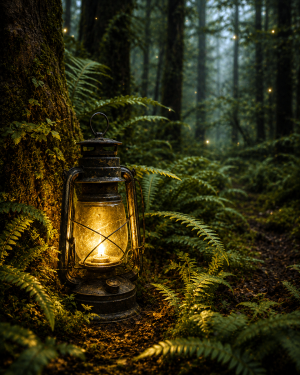 Lantern and Fireflies - Cottagecore Home Decor