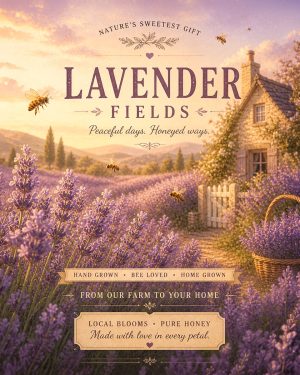 Lavender Fields - Honeybee Art Print