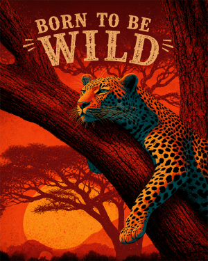 Leopard at Sunset - Born to Be Wild - Wildlife Art Print