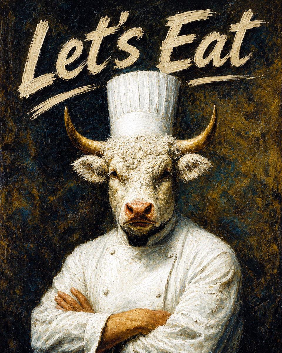 Let's Eat - Cow - Whimsical Kitchen Wall Decor
