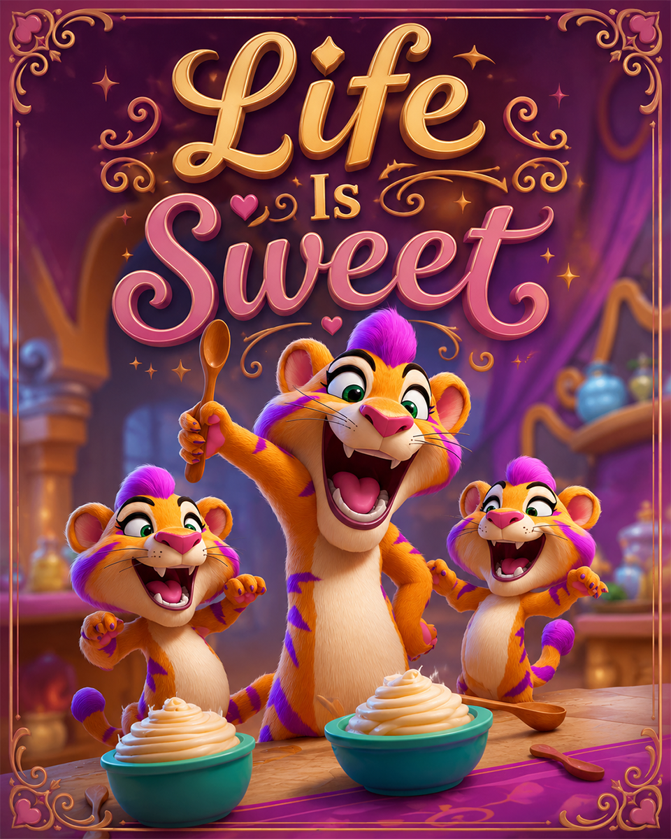 Life is Sweet - Tigers - Whimsical Kitchen Wall Decor