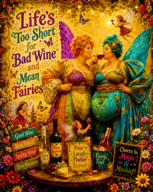 Life’s Too Short for Bad Wine and Mean Fairies - Fairy Art Print