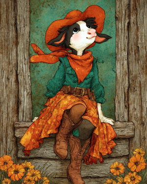 Lily Having a Good Day - Cow Art Print