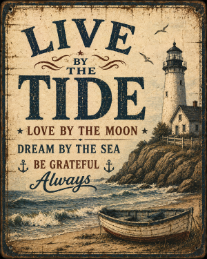 Live by the Tide - Coastal Nautical Nostalgia