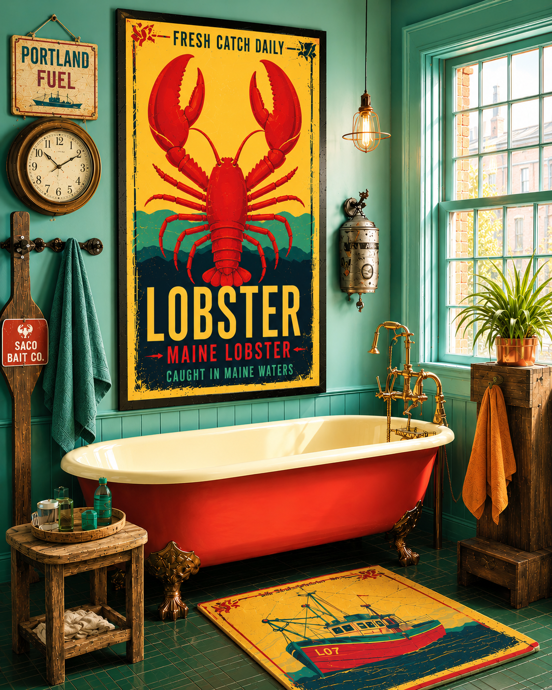 Lobster Artwork - Poster Above Bathtub - Bathroom Art