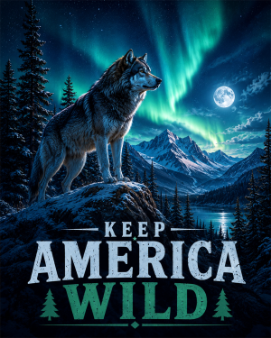 Lone Wolf - Keep America Wild Art Print - Americana Nature Artwork