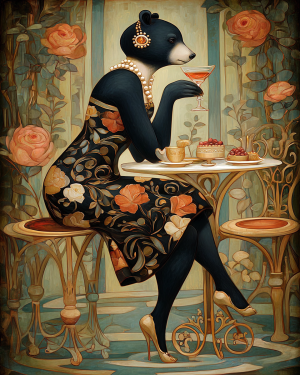 Lonely Saturday Afternoon at the Club - Black Bear Art Print