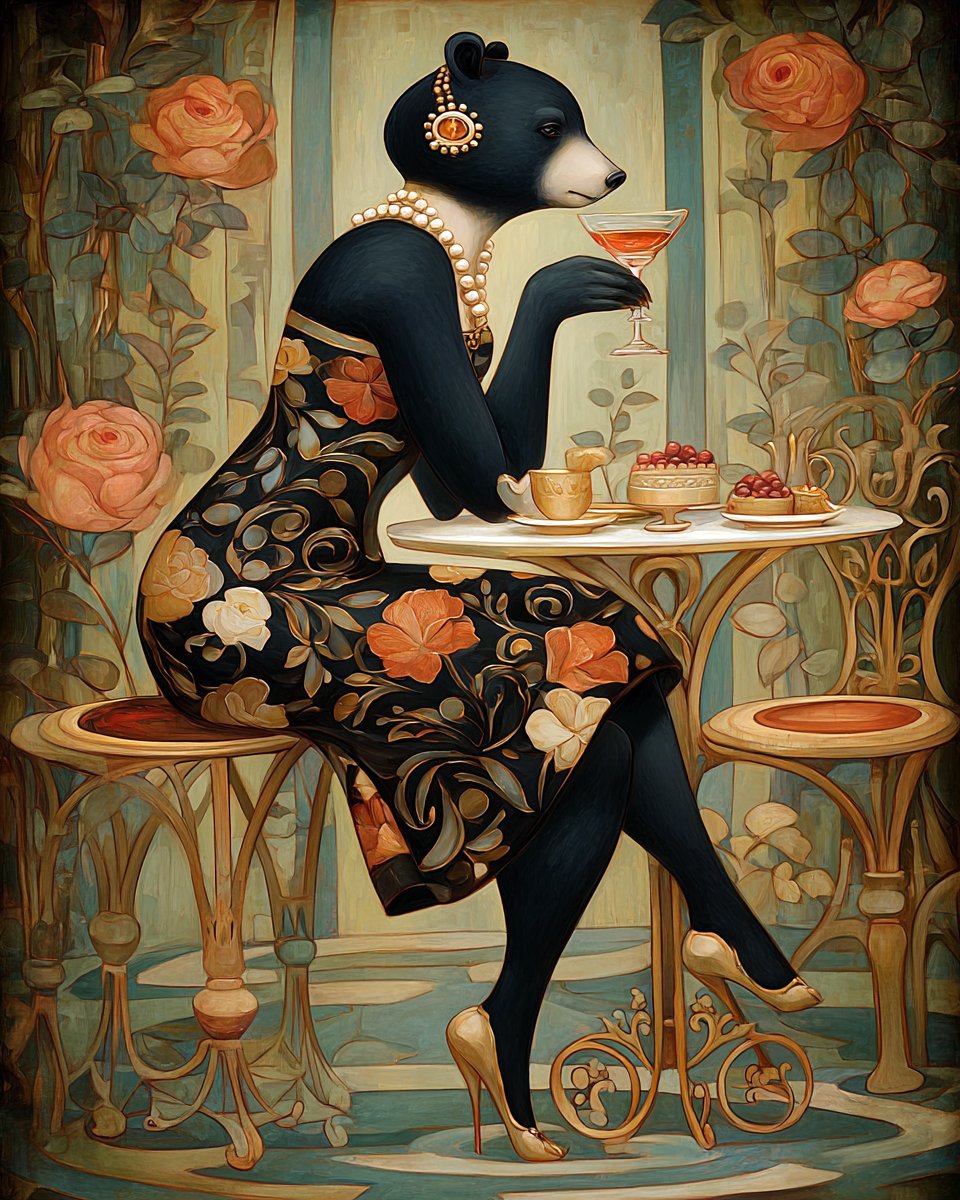 Lonely Saturday Afternoon at the Club - Black Bear Art Print