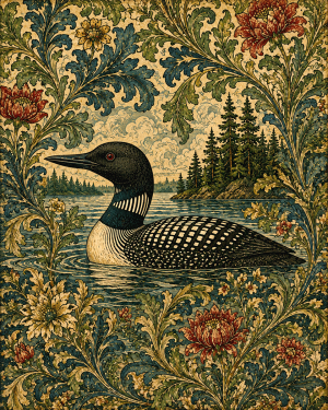 Loon - 19th Century Arts and Crafts Style Art Print