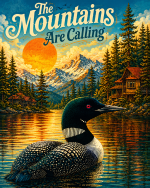 Loon - The Mountains are Calling Art Print