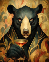 Mad with a Martini - Black Bear Art Print