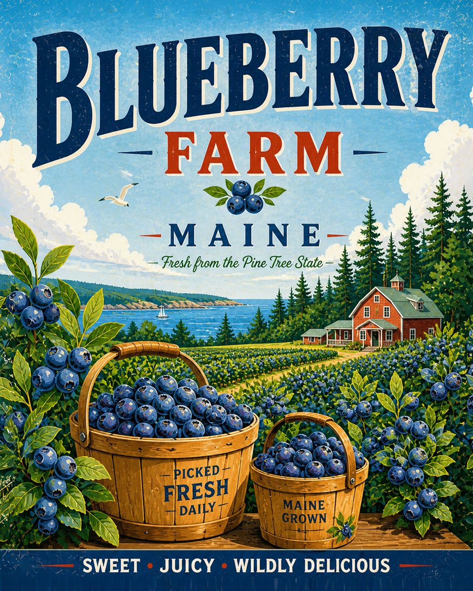 Maine Blueberry Farm  - Agri-Tourism Art Print