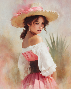 Matted  Cowgirl Pink Gwen Art Print - Wholesale Retail Ready Western Wall Art.png