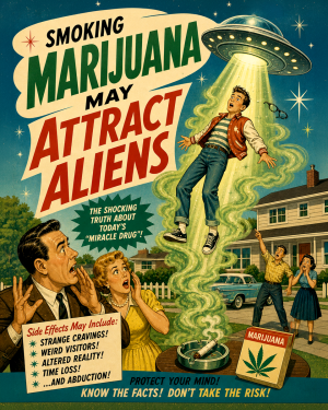 May Attract Aliens - Marijuana Poster
