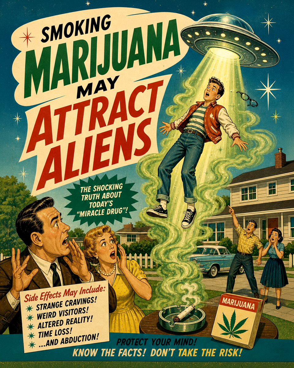 May Attract Aliens - Marijuana Poster