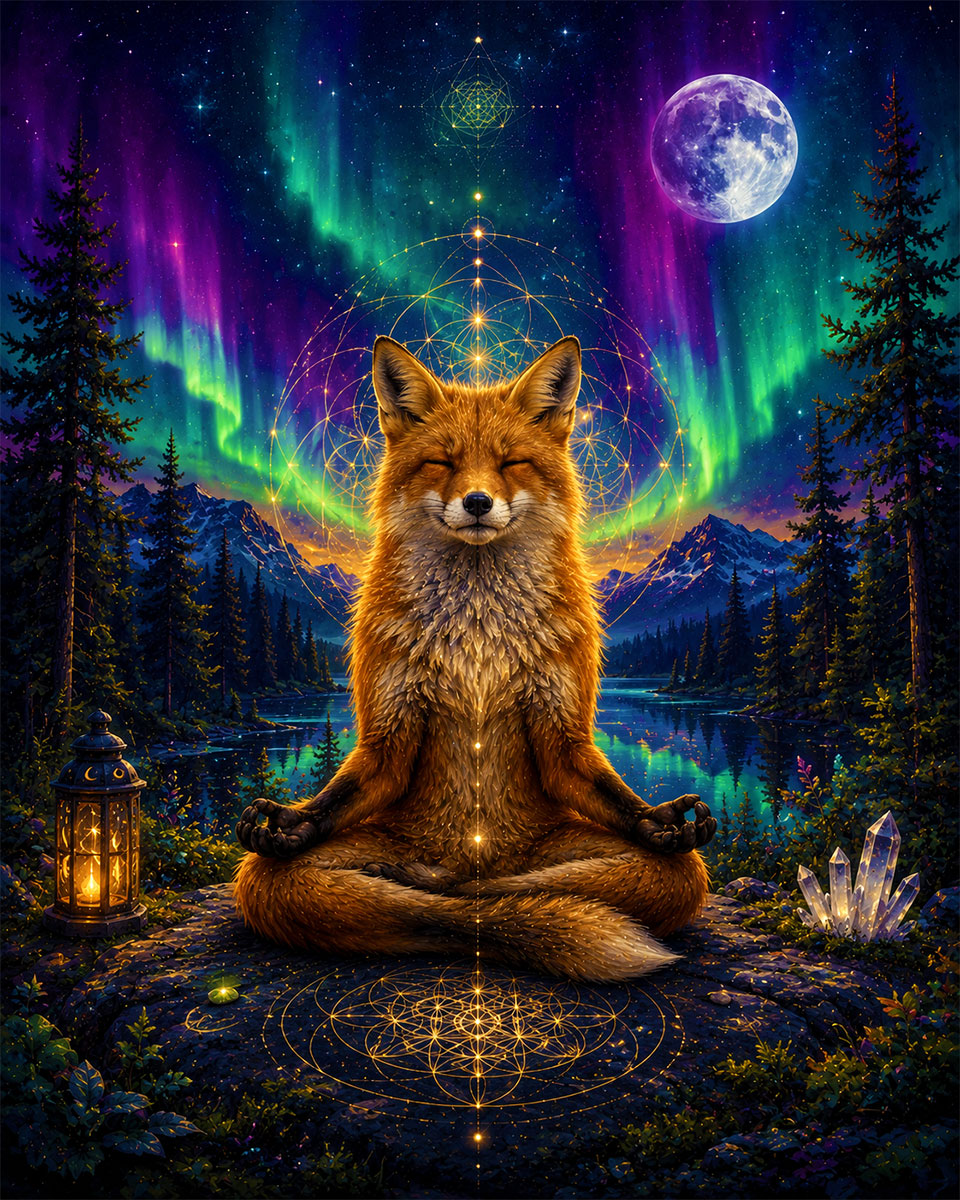 Meditating Fox - Metaphysical Art Prints & Spiritual Wall Decor