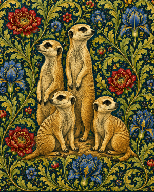 Meerkats - 19th Century Arts and Crafts Style Art Print