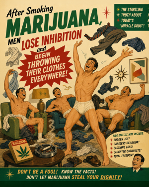 Men Lose Inhibition - Marijuana Poster