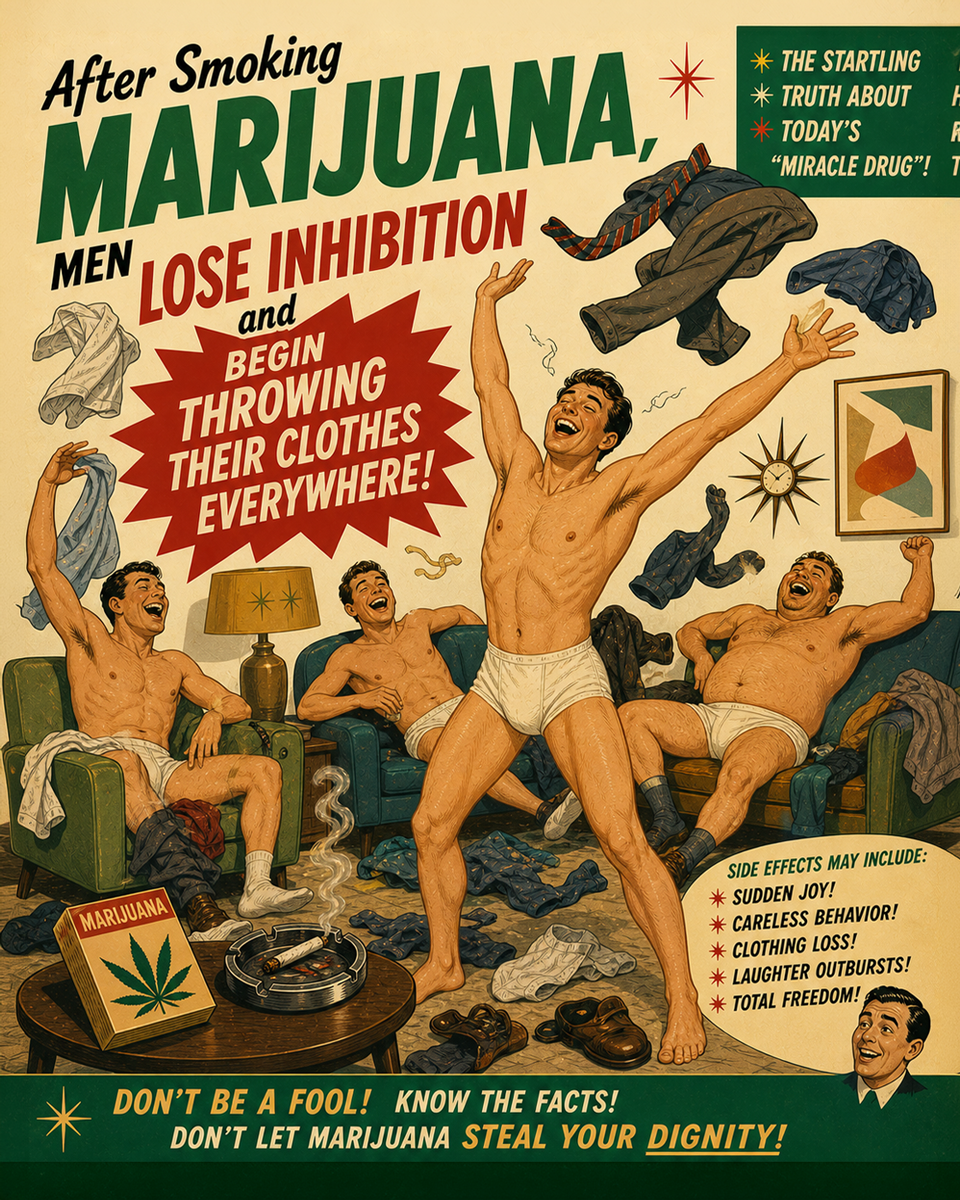Men Lose Inhibition - Marijuana Poster