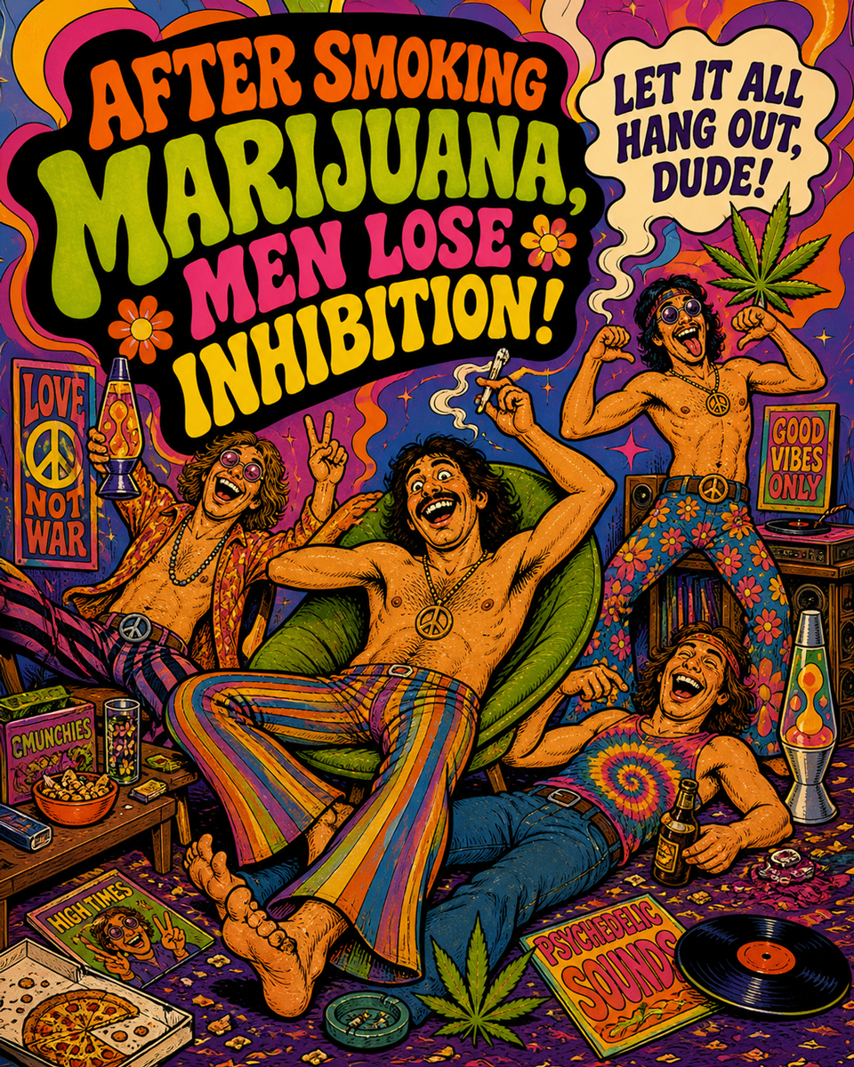 Men Lose Inhibition - Psychedelic - Marijuana Poster