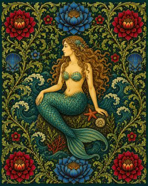 Mermaid - Labeled - Art Nouveau Fantasy Artwork