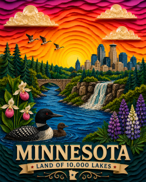 Minnesota Souvenir Art Print - Name Drop Destination Travel Poster