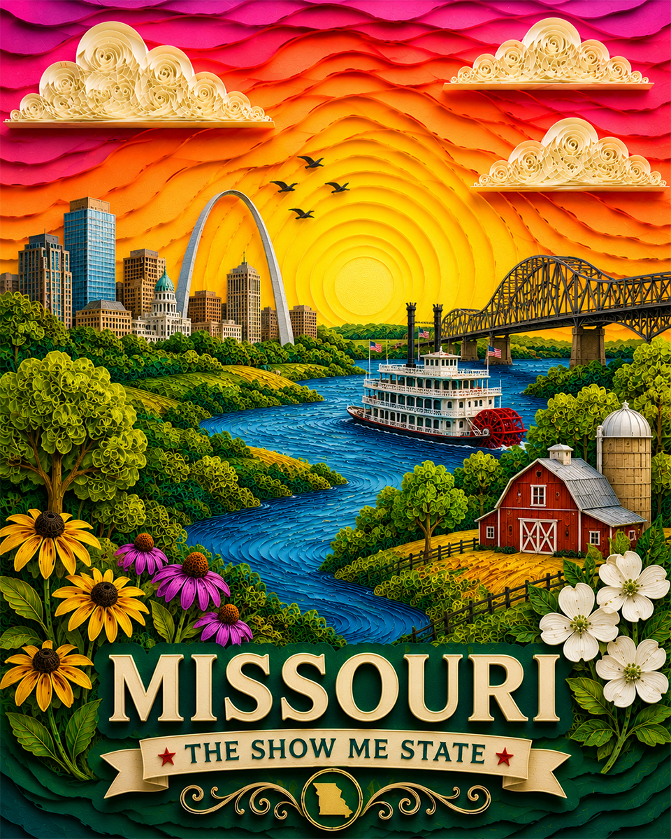 Missouri Souvenir Art Print - Name Drop Destination Travel Poster