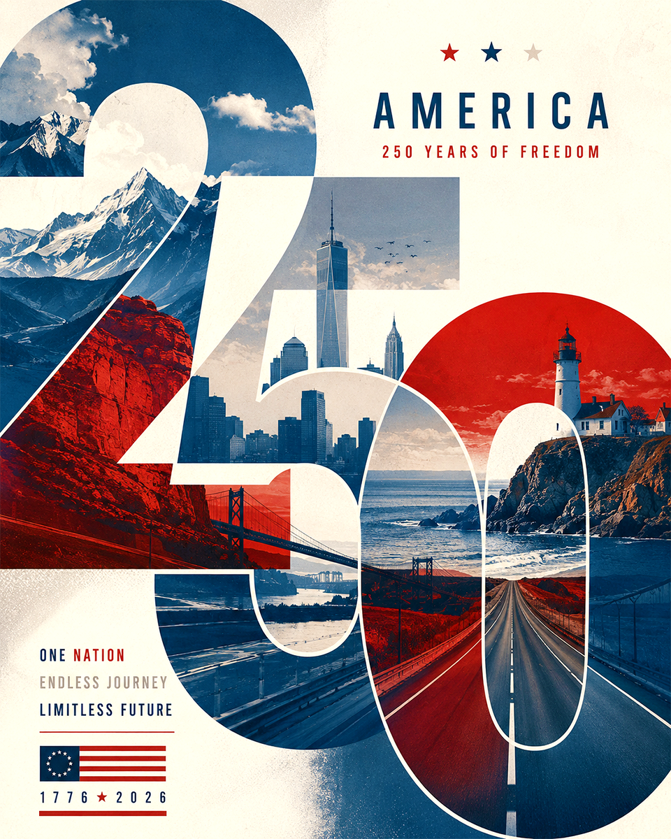 Modern Minimalist Style America - USA 250th Anniversary Art Print