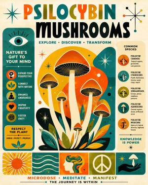 Modern Style Mushroom Foraging Society Poster